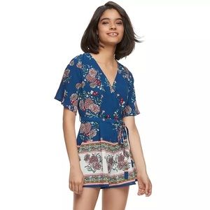 Juniors Three Pink Hearts Romper